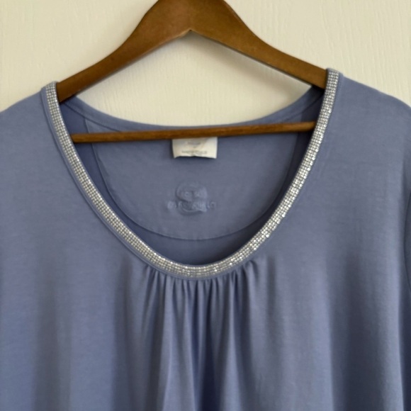 Marina Rinaldi Voyage Embellished T Shirt Large Short Sleeve Blue - Picture 2 of 8